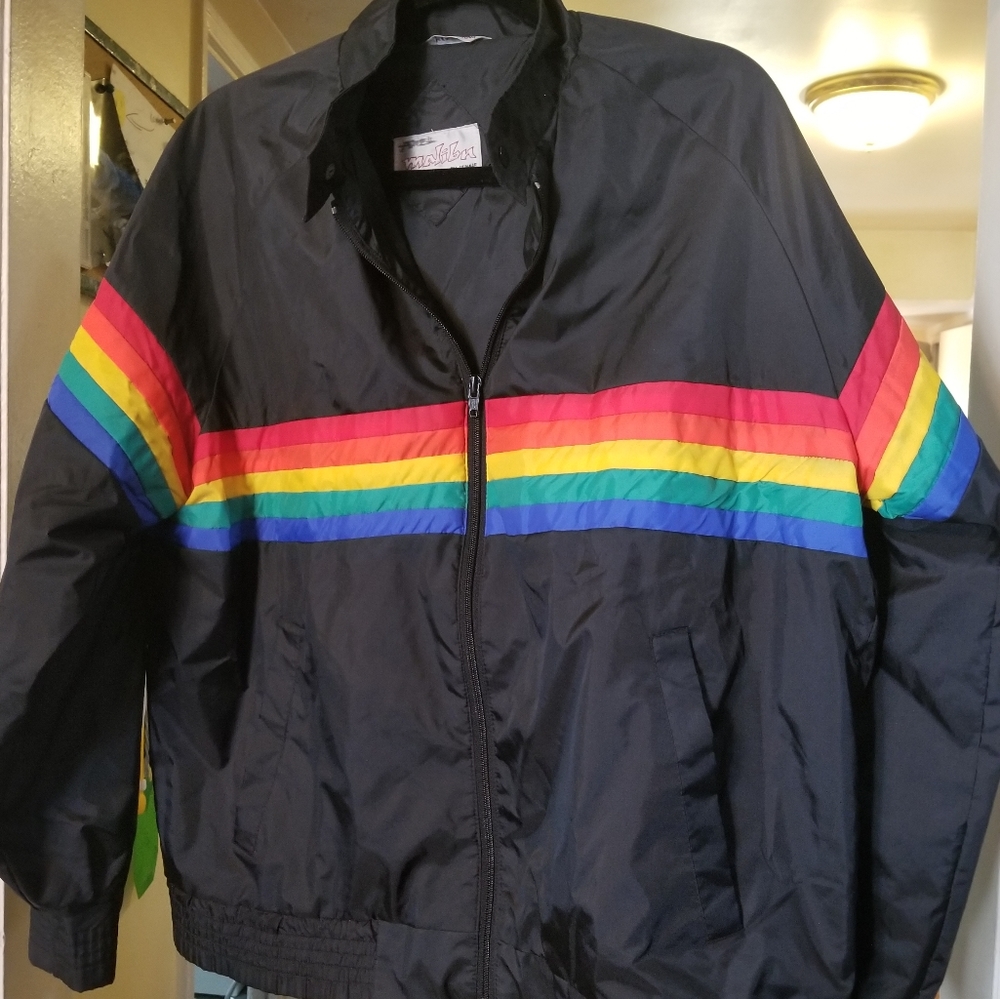 Rainbow Striped Windbreaker